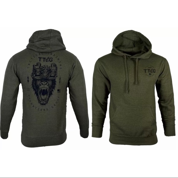 Howitzer Style Men's Hoodie TTOG SCREAM Military Grunt Green - Picture 2 of 9